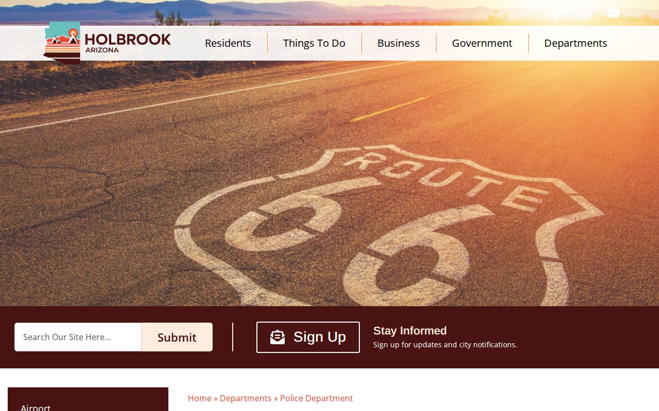 City of Holbrook Arizona Police Department official webpage