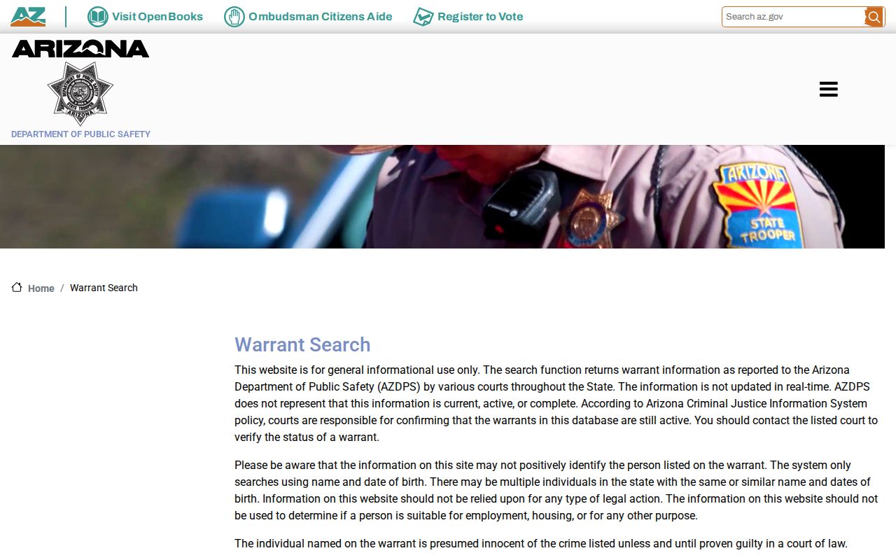 Arizona DPS warrant search used for Navajo County arrest warrant leads